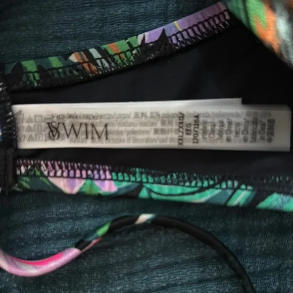 VS Swim Floral Bikini Top with Pink and Green Accents - Picture 3 of 4